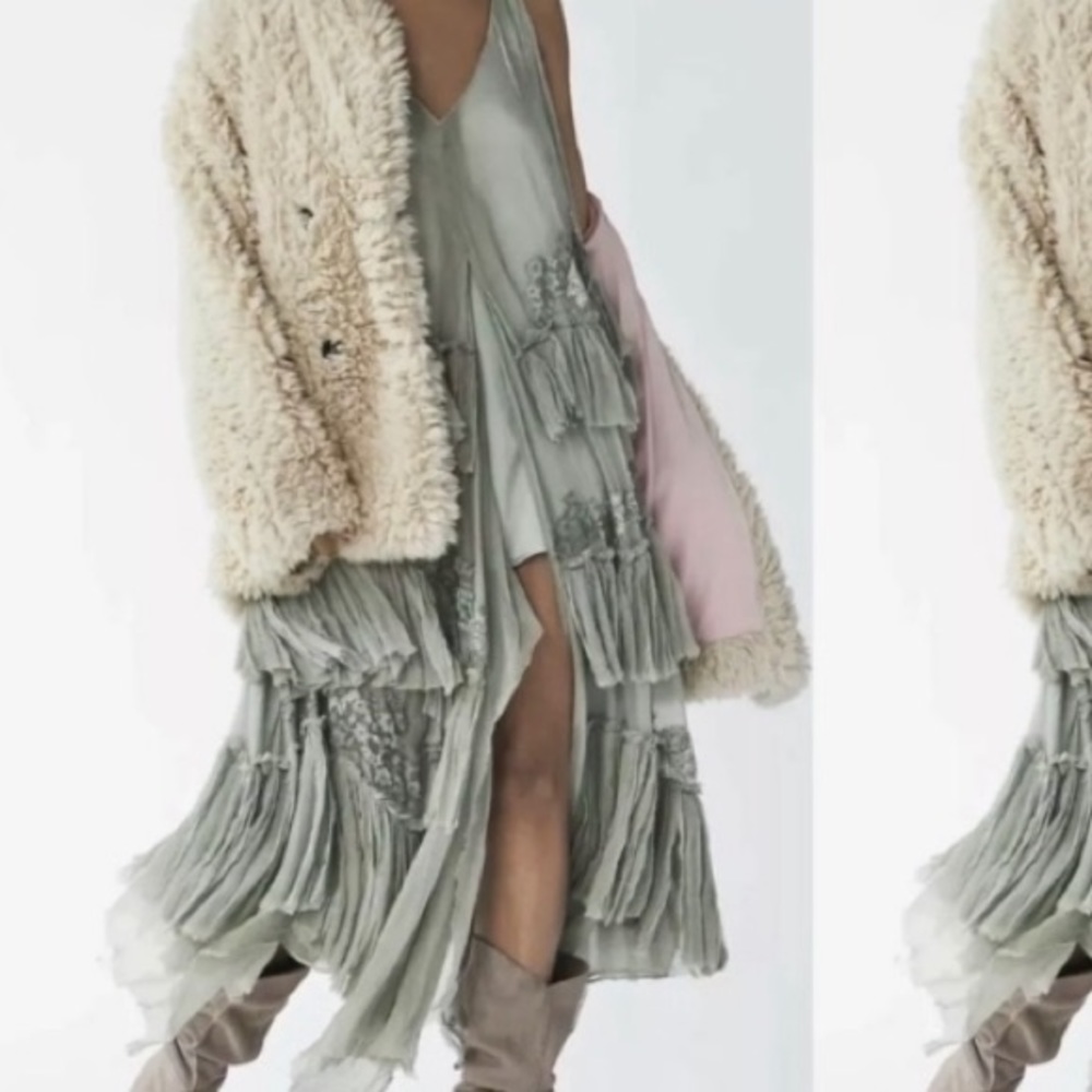 Brenda Knight Silk Chiffon Ruffle Maxi Dress